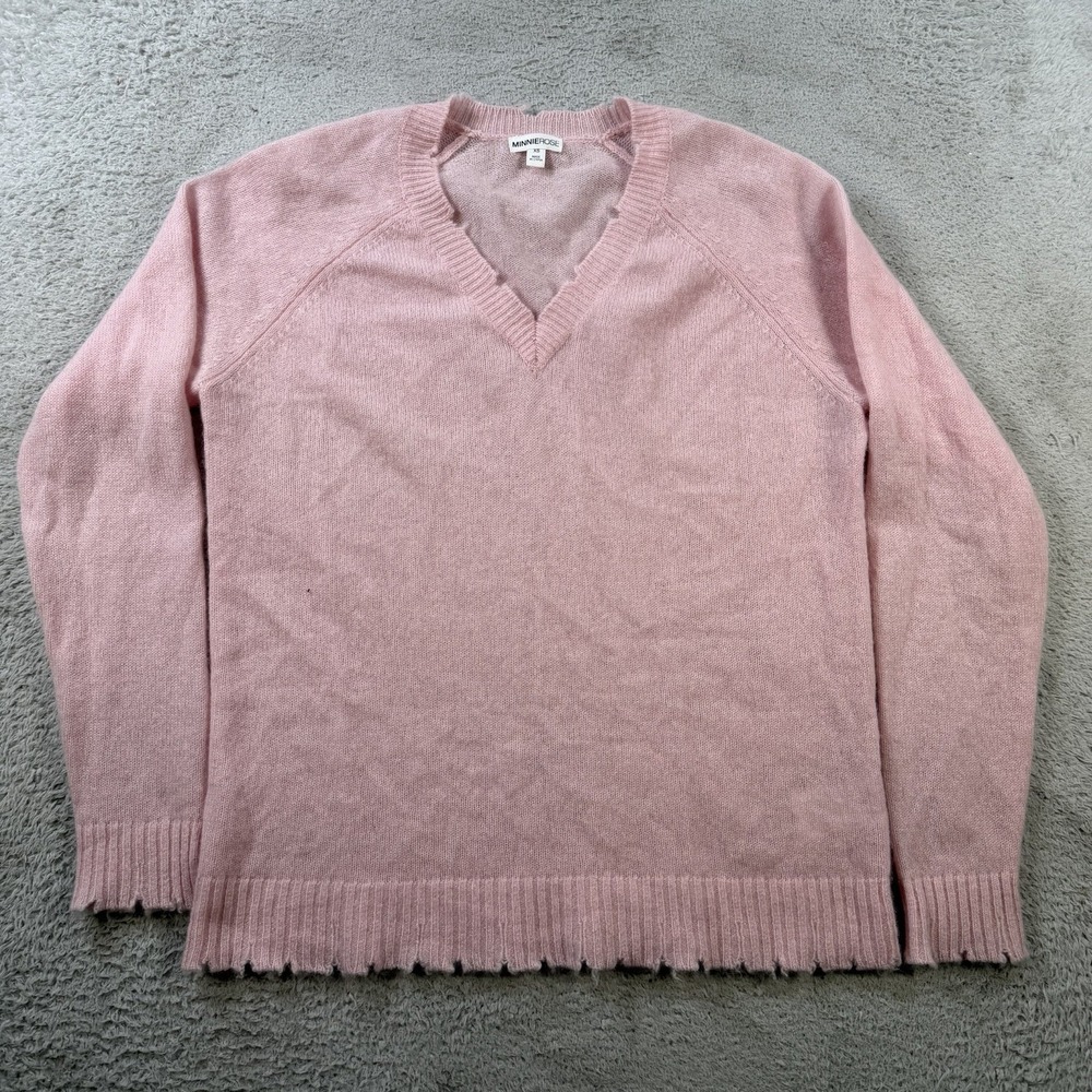 Minnie Rose Sweater Women XS Pink 100% Cashmere Oversized Crewneck Pullover Soft